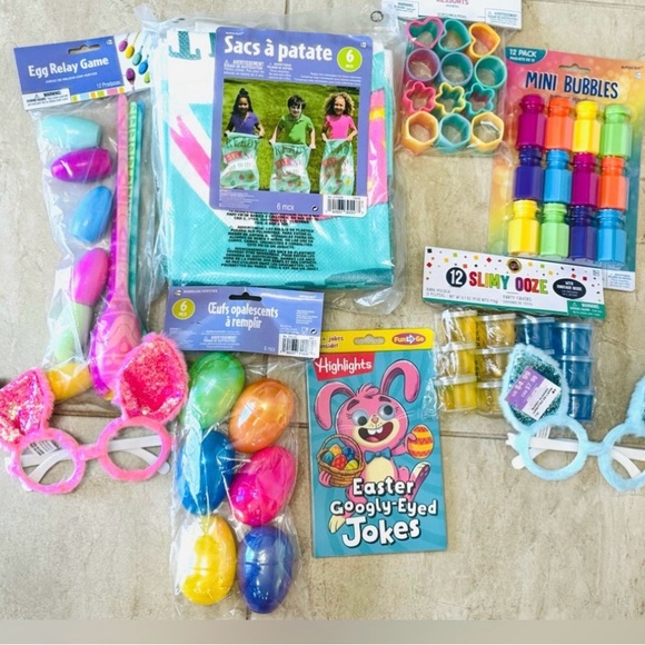 Easter Potato Sack Bags & Egg Relay Game, Party Toys, Eggs, Joke Book & Glasses - Picture 9 of 11